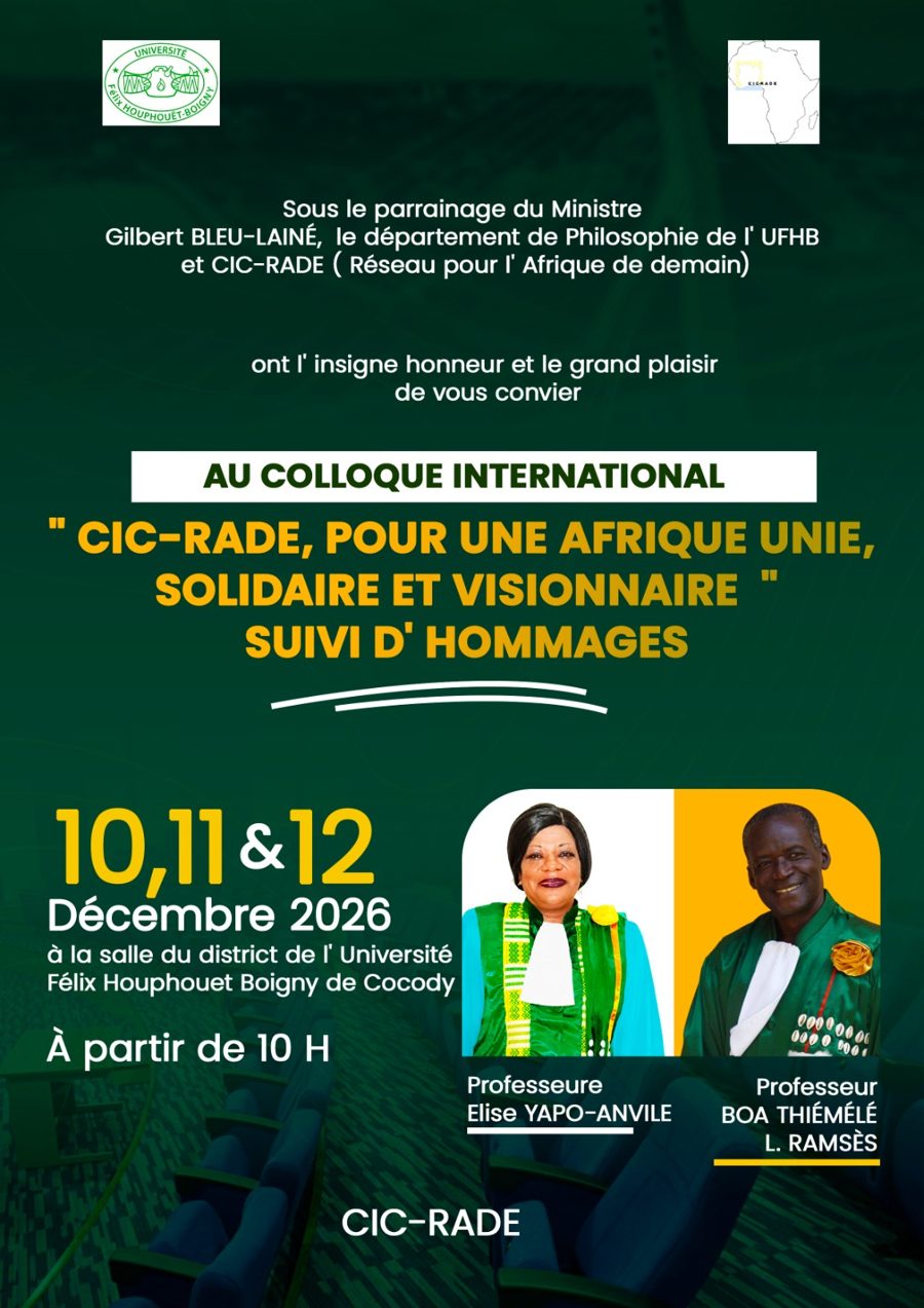 Affiche du colloque international CIC-RADE des 10, 11 et 12 décembre 2026